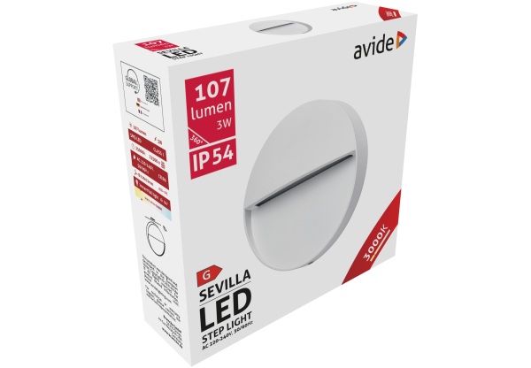 Avide kültéri lépcső lámpa Sevilla LED 3W WW IP54 110mm Lépcső lámpa