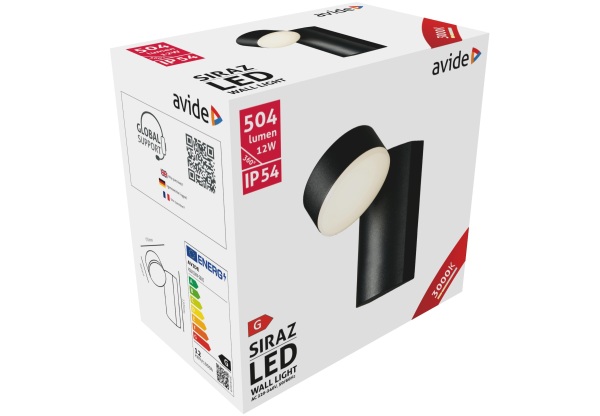 Avide kültéri fali lámpa Siraz LED 12W WW IP54 Fali lámpa