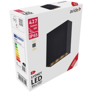 Avide kültéri fali lámpa Sydney 2 irányú LED 6W WW IP65 130mm Fali lámpa