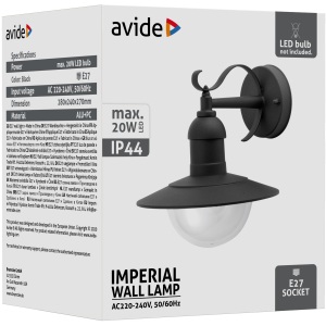 Avide kültéri fali lámpa Imperial 1xE27 IP44 Fekete Falikar