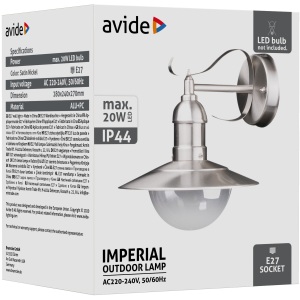 Avide kültéri függeszték lámpa Imperial 1xE27 IP44 Rozsdamentes acél Falikar