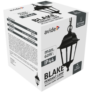 Avide Kültéri Függeszték Lámpa Blake 1xE27 825mm Fekete IP44 Falikar