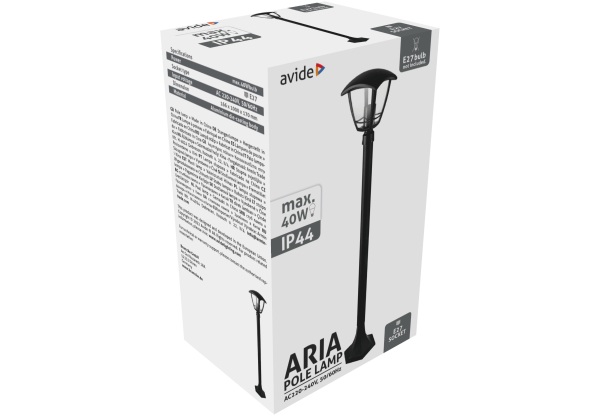 Avide Kültéri Álló Lámpa Aria 1000mm 1xE27 Fekete IP44 Álló lámpa