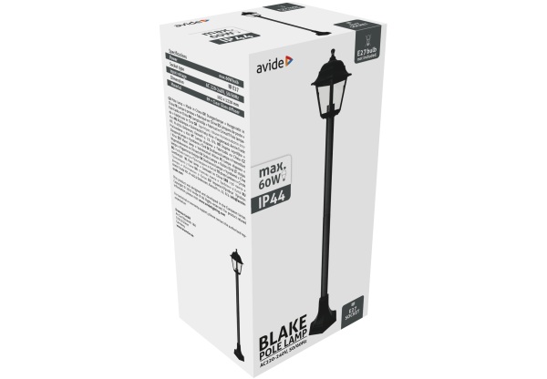 Avide Kültéri Álló Lámpa Blake 1xE27 1200mm Fekete IP44 Álló lámpa