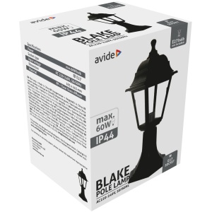 Avide Kültéri Álló Lámpa Blake 1xE27 415mm Fekete IP44 Álló lámpa