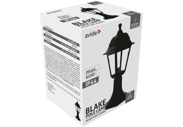 Avide Kültéri Álló Lámpa Blake 1xE27 415mm Fekete IP44 Álló lámpa