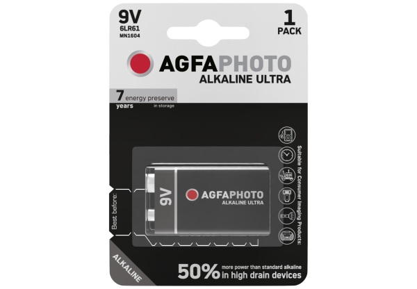 AgfaPhoto Ultra Alkáli 9V Elem B1 Ultra