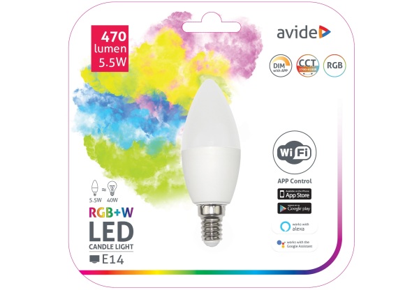 Avide Smart LED Candle 5.5W RGB+W WIFI APP Control WIFI