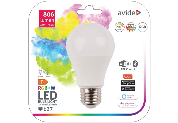 Avide Smart LED Globe A60 9.4W RGB+W WIFI + BLE APP Control WIFI