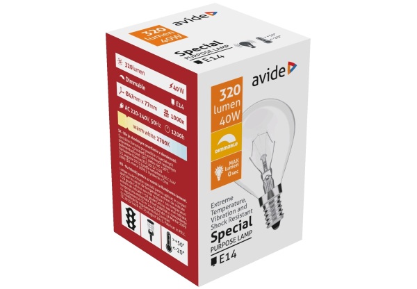 Speciális Izzó P45 40W E14 WW (Avide hőálló) Belföld