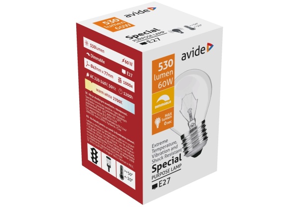 Speciális Izzó P45 60W E27 WW (Avide hőálló) Belföld