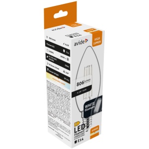 Avide LED Filament Candle 5.9W E14 NW 4000K Fényerőszabályozható Gyertya