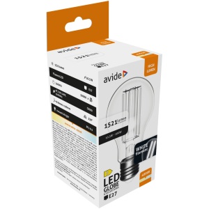 Avide LED Filament Globe 3.8W E27 WW 3000K Super High Lumen Gömb