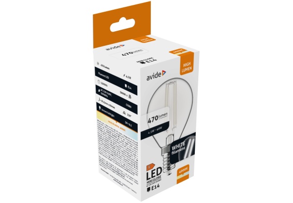 Avide LED White Filament Mini Globe 4.5W E14 NW 4000K Mini Gömb