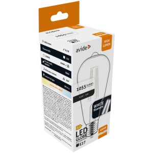 Avide LED Filament Globe 8.5W E27 WW 2700K High Lumen Gömb