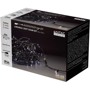 Entac Karácsonyi IP44 240 LED Sorolható Füzér WW 24m szett adapterrel Kültéri