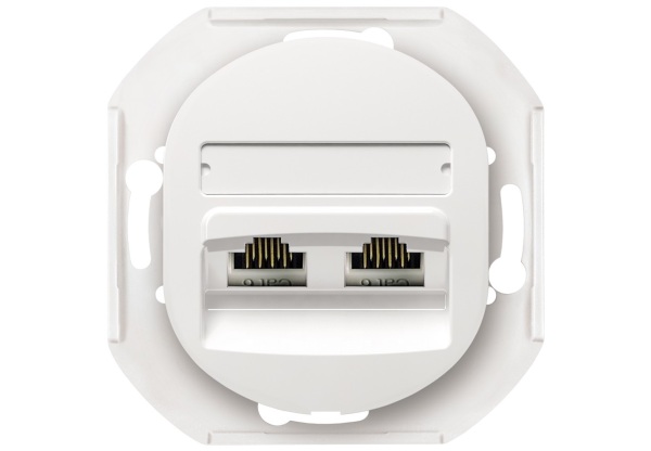 EON fedőkeret-mentes adatátviteli aljzat  2xRJ45 Cat 5e UTP, fehér Adatátviteli aljzatok