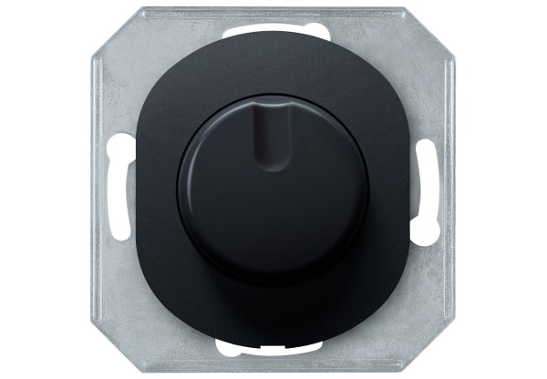 EON fedőkeret-mentes egypólusú rotációs elektronikus fényerőszabályozó kapcsoló 40-400VA, soft-touch fekete Fényerőszab.