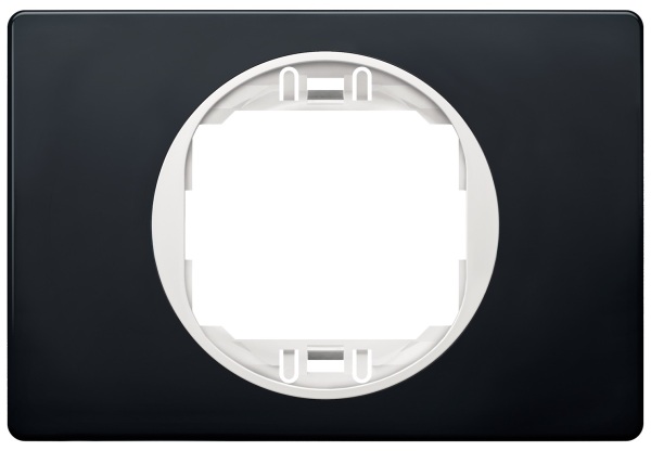 EON egyszeres fedőkeret 80×120, soft-touch fekete, fehér tartóval 1 részes 80x120