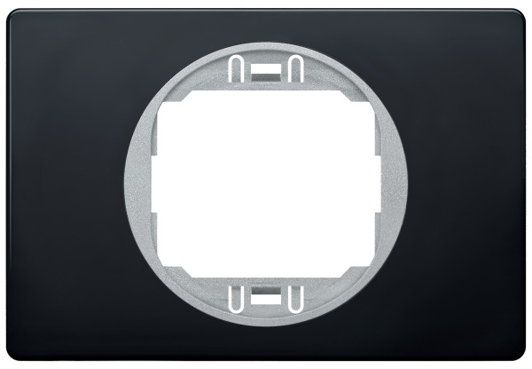 EON egyszeres fedőkeret 80×120, soft-touch fekete, ezüst tartóval 1 részes 80x120