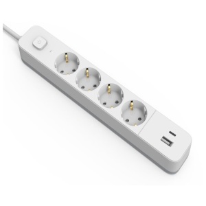 Entac D2 Elosztó 3 Foglalat Kapcsolóval 1.5m 2xUSB-A + 1xUSB-C 3G1.5 Kapcsolós