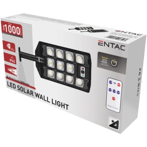 Entac LED Szolár Utcai Lámpa Távirányítóval, Mozgásérzékelővvel Autamata Dimm funkcióval, 1500lm Utcai lámpa