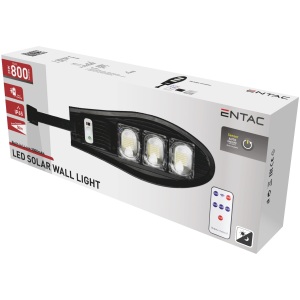 Entac LED Szolár Utcai Lámpa Távirányítóval, Mozgásérzékelővvel Autamata Dimm funkcióval, 800lm Utcai lámpa