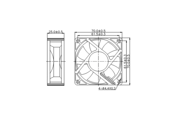 Kis műszerventilátor SAF 24V DC, 70x70x25 mm, 3500 ford/perc Somogyi 24v