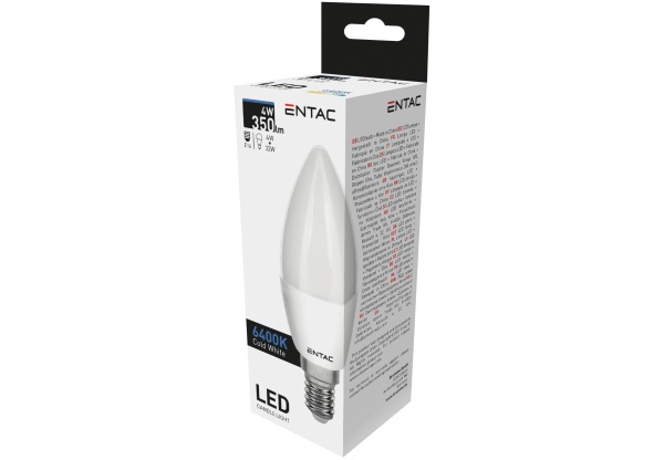 Entac LED Candle E14 4W CW 6400K Gyertya