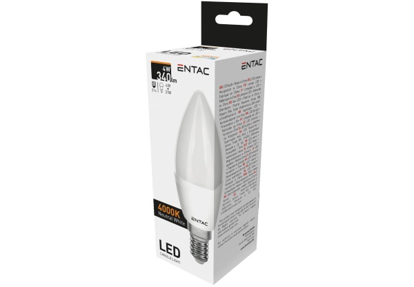 Entac LED Candle E14 4W NW 4000K Gyertya