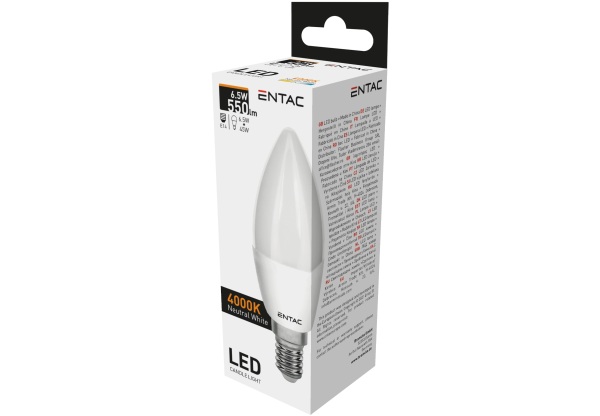 Entac LED Candle E14 6,5W NW 4000K Gyertya