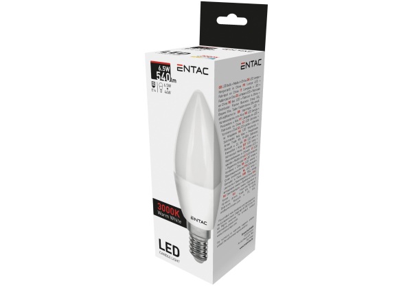 Entac LED Candle E14 6,5W WW 3000K Gyertya