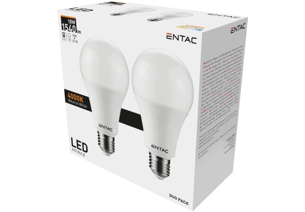 Entac LED Globe E27 18W NW 4000K Duo Pack Gömb