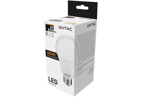 Entac LED Globe E27 8W NW 4000K Gömb