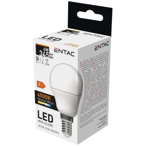Entac LED Mini Globe E14 6,5W CW 6400K Mini Gömb