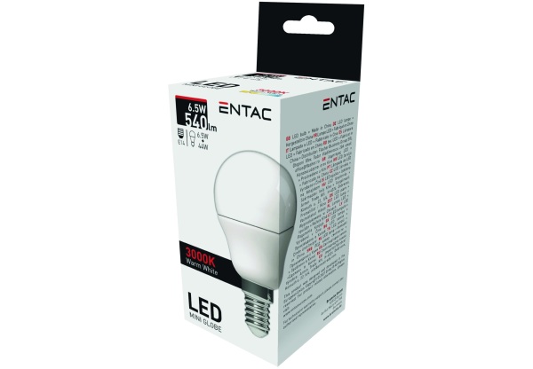 Entac LED Mini Globe E14 6,5W WW 3000K Mini Gömb