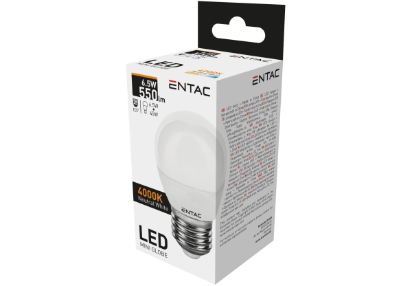 Entac LED Mini Globe E27 6,5W NW 4000K Mini Gömb