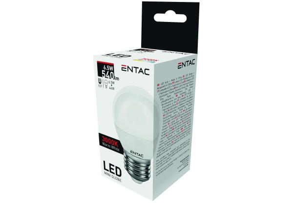 Entac LED Mini Globe E27 6,5W WW 3000K Mini Gömb