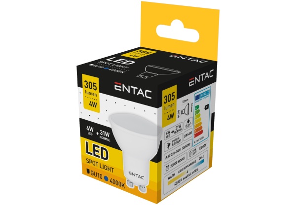 Entac LED Spot Wide Angle GU10 4W NW 4000K Szpot