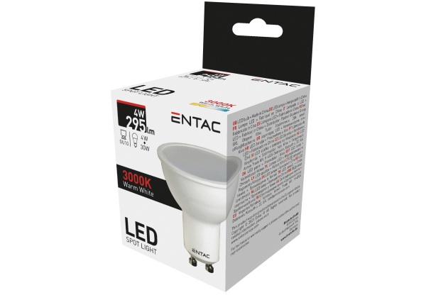 Entac LED Spot Wide Angle GU10 4W WW 3000K Szpot